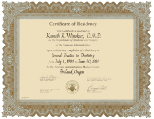 Certificate of Residency - Kenneth R. Winokur, DMD